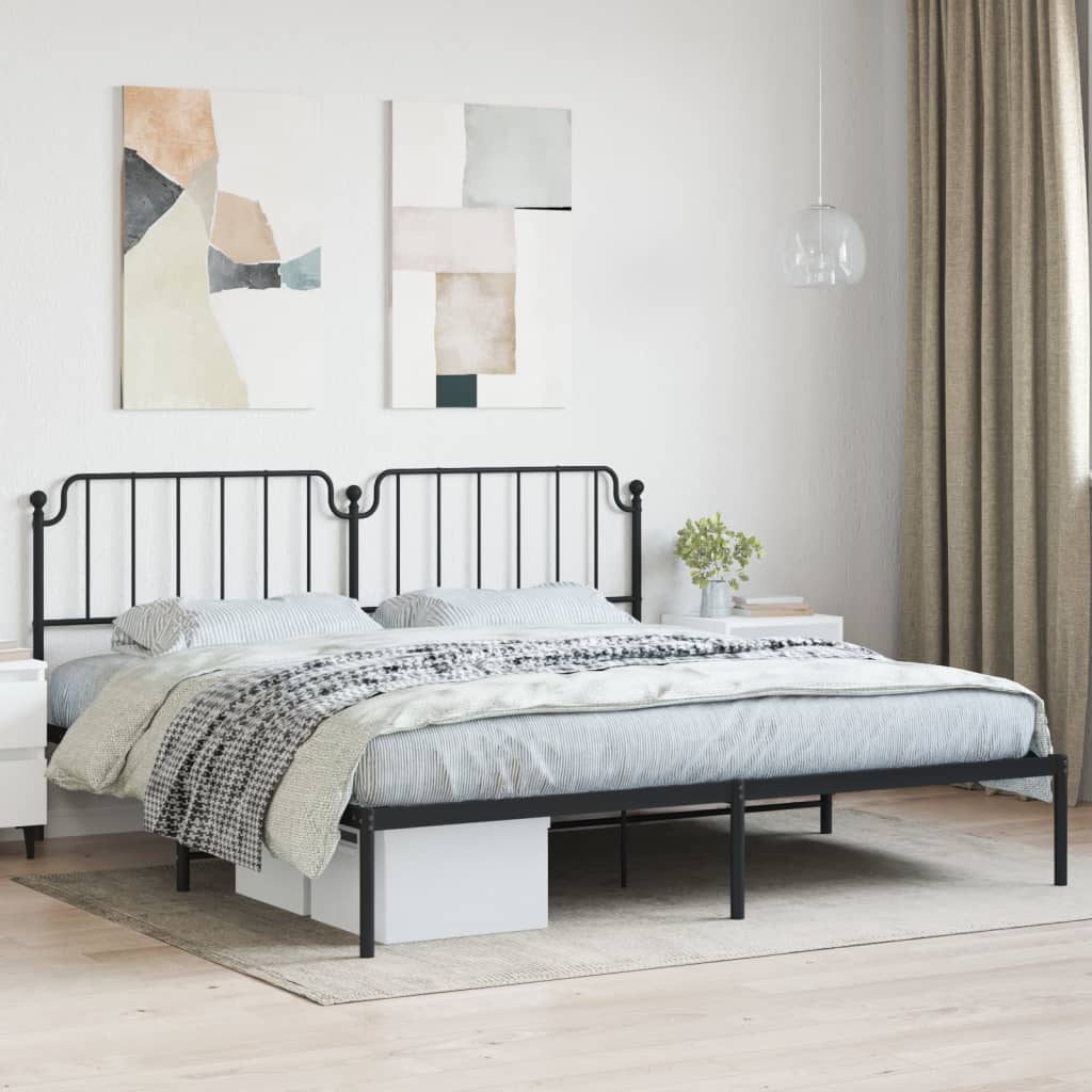 Estrutura de cama com cabeceira 200x200 cm metal preto