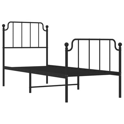 Estrutura de cama com cabeceira e pés 75x190 cm metal preto