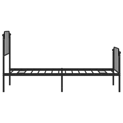 Estrutura de cama com cabeceira e pés 75x190 cm metal preto