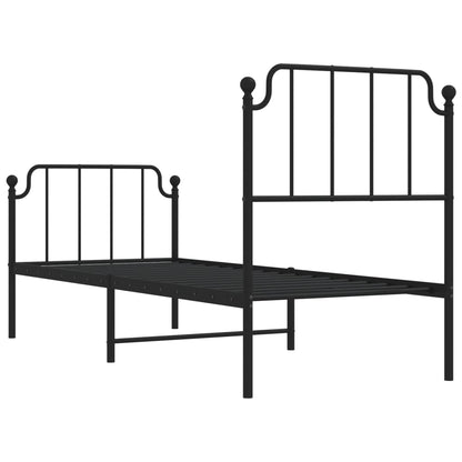 Estrutura de cama com cabeceira e pés 75x190 cm metal preto