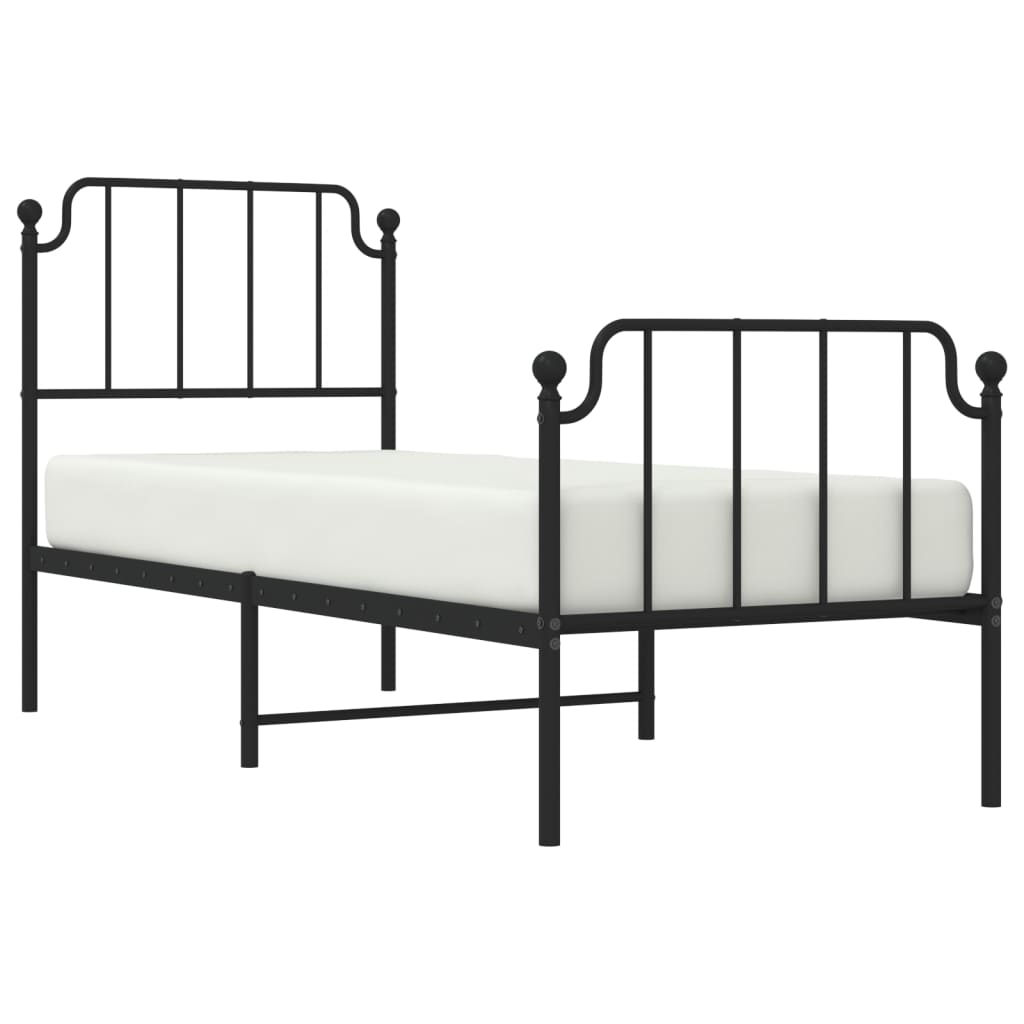 Estrutura de cama com cabeceira e pés 80x200 cm metal preto