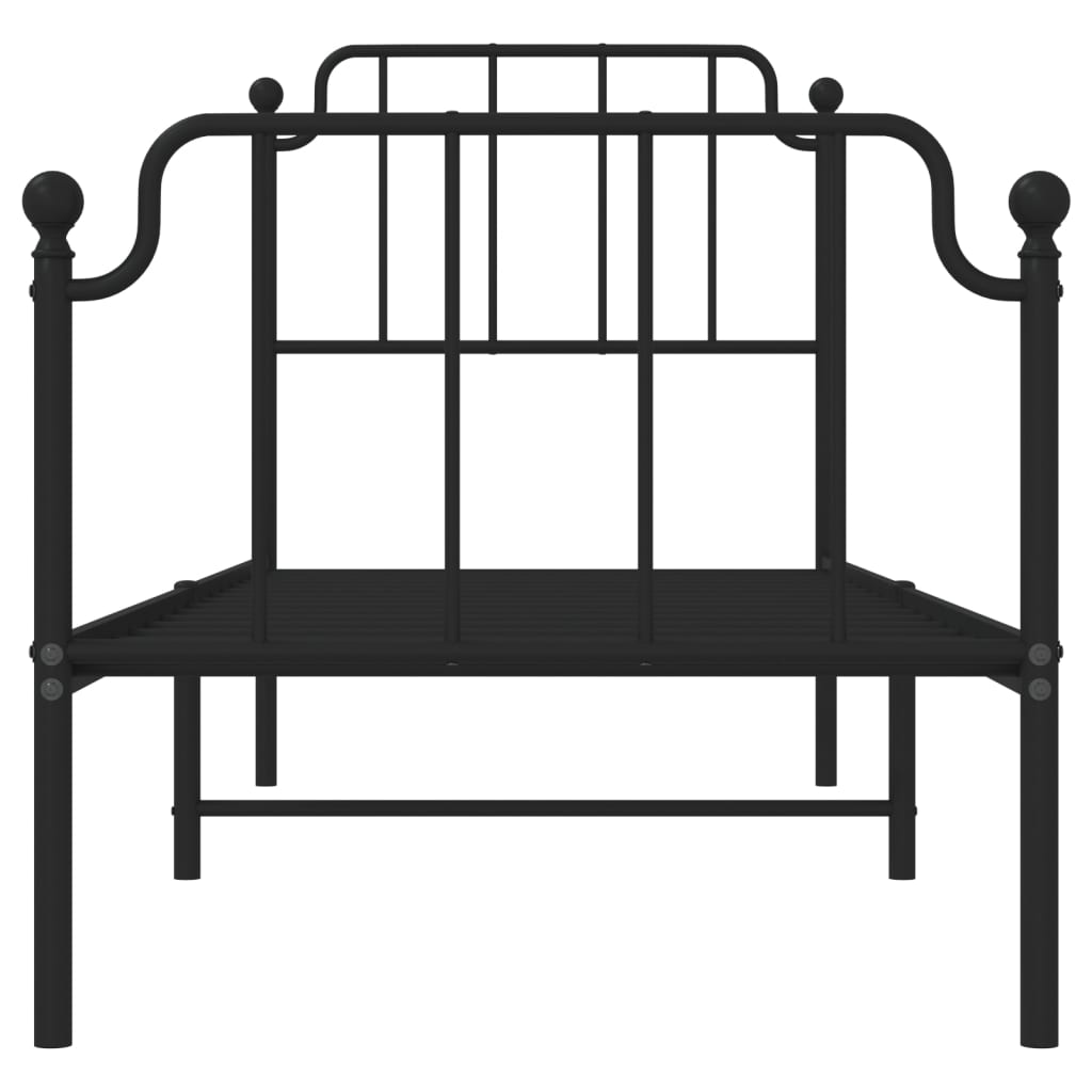 Estrutura de cama com cabeceira e pés 80x200 cm metal preto