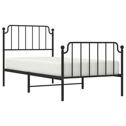 Estrutura de cama com cabeceira e pés 90x190 cm metal preto