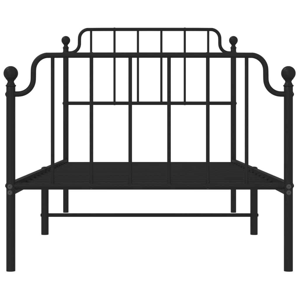 Estrutura de cama com cabeceira e pés 90x190 cm metal preto