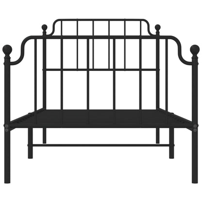 Estrutura de cama com cabeceira e pés 90x190 cm metal preto