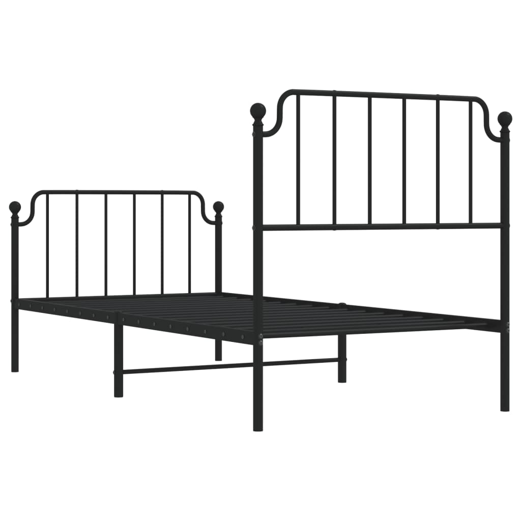 Estrutura de cama com cabeceira e pés 90x190 cm metal preto