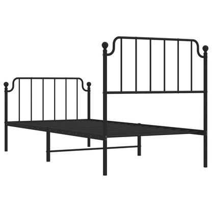 Estrutura de cama com cabeceira e pés 90x190 cm metal preto