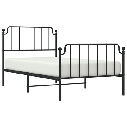 Estrutura de cama com cabeceira e pés 100x190 cm metal preto