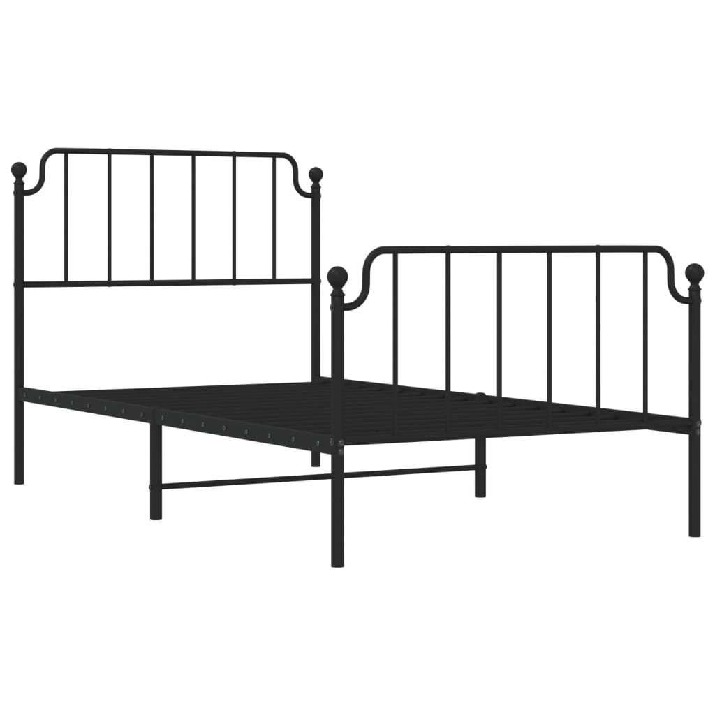 Estrutura de cama com cabeceira e pés 100x190 cm metal preto