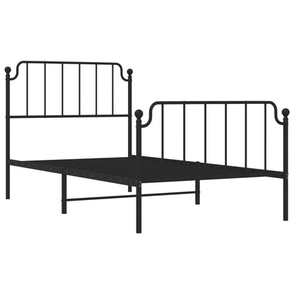 Estrutura de cama com cabeceira e pés 100x190 cm metal preto