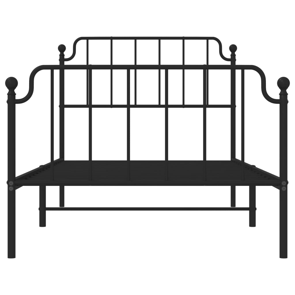 Estrutura de cama com cabeceira e pés 100x190 cm metal preto