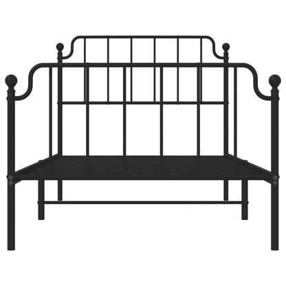 Estrutura de cama com cabeceira e pés 100x190 cm metal preto