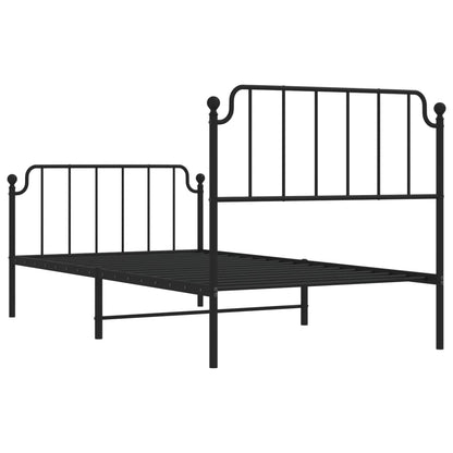 Estrutura de cama com cabeceira e pés 100x190 cm metal preto