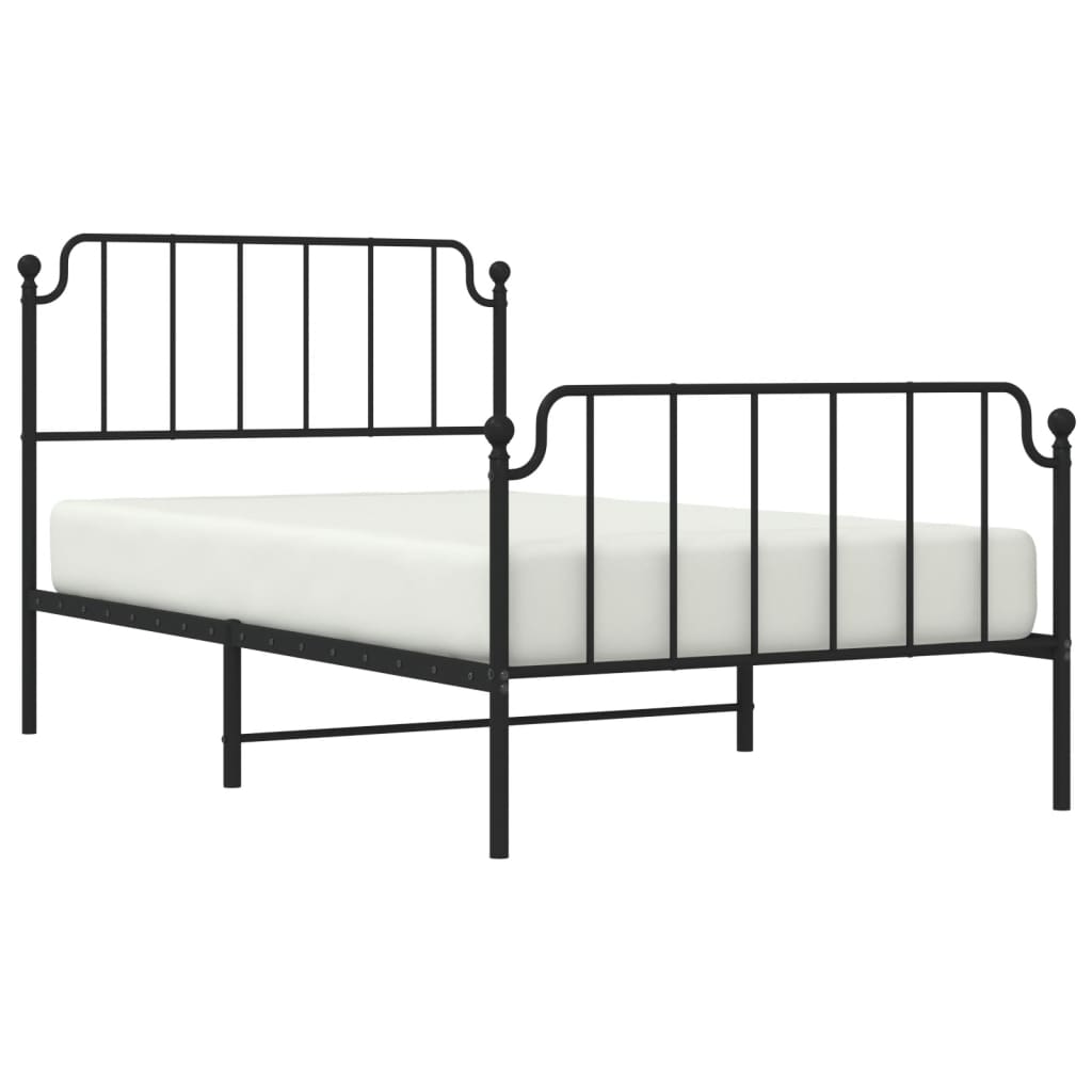 Estrutura de cama com cabeceira e pés 107x203 cm metal preto