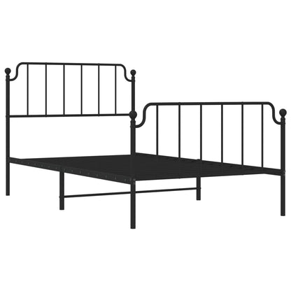 Estrutura de cama com cabeceira e pés 107x203 cm metal preto