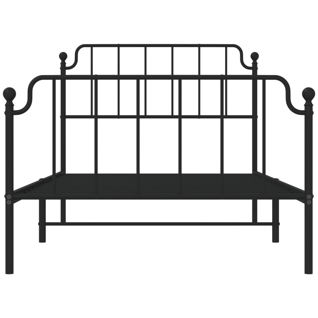 Estrutura de cama com cabeceira e pés 107x203 cm metal preto