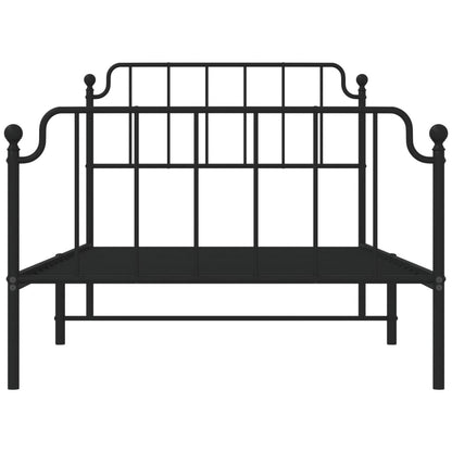 Estrutura de cama com cabeceira e pés 107x203 cm metal preto