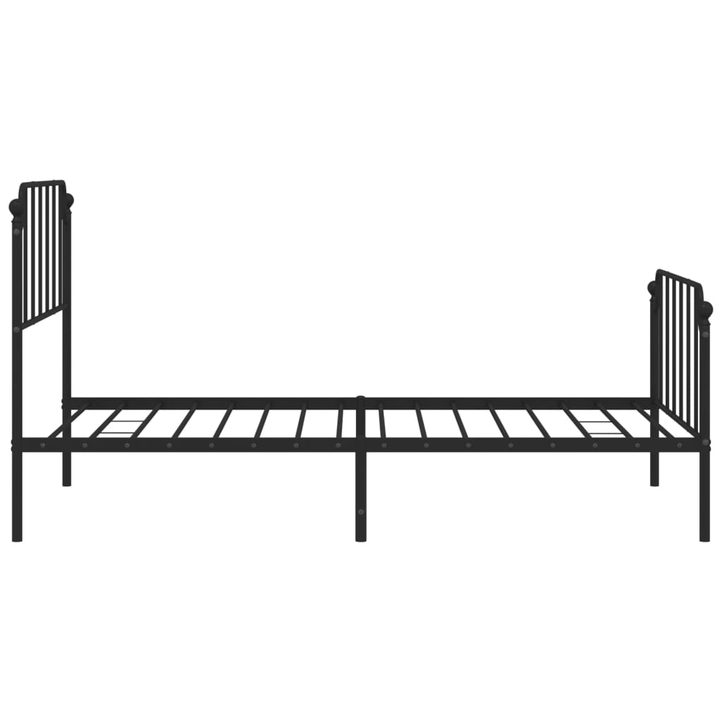 Estrutura de cama com cabeceira e pés 107x203 cm metal preto