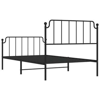 Estrutura de cama com cabeceira e pés 107x203 cm metal preto