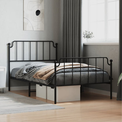 Estrutura de cama com cabeceira e pés 107x203 cm metal preto