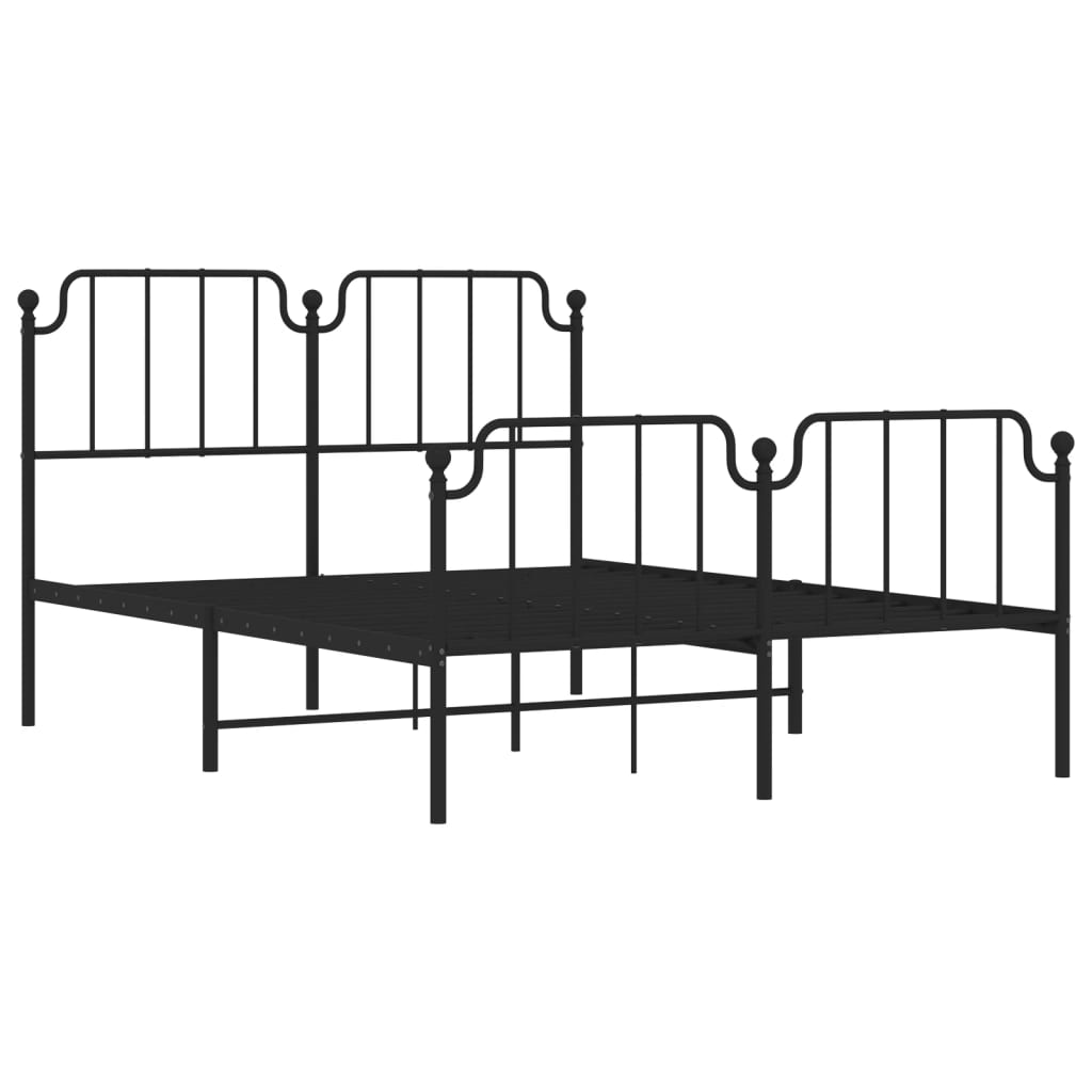 Estrutura de cama com cabeceira e pés 135x190 cm metal preto