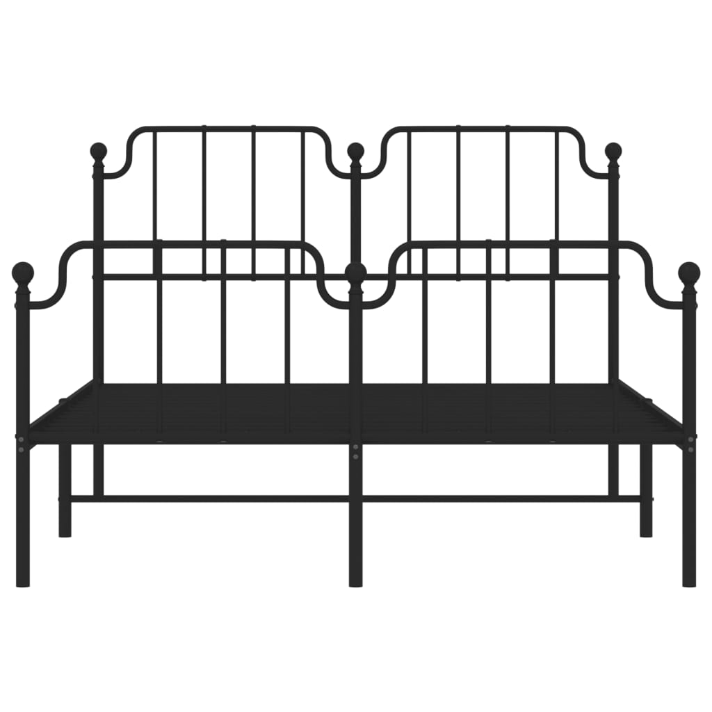 Estrutura de cama com cabeceira e pés 135x190 cm metal preto