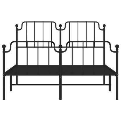 Estrutura de cama com cabeceira e pés 135x190 cm metal preto