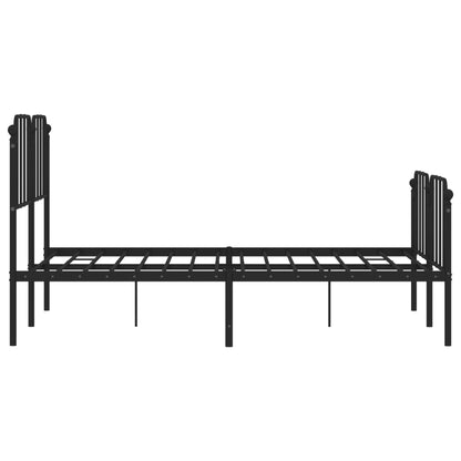 Estrutura de cama com cabeceira e pés 135x190 cm metal preto