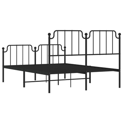 Estrutura de cama com cabeceira e pés 135x190 cm metal preto