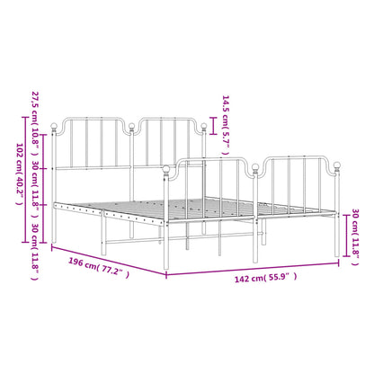 Estrutura de cama com cabeceira e pés 135x190 cm metal preto