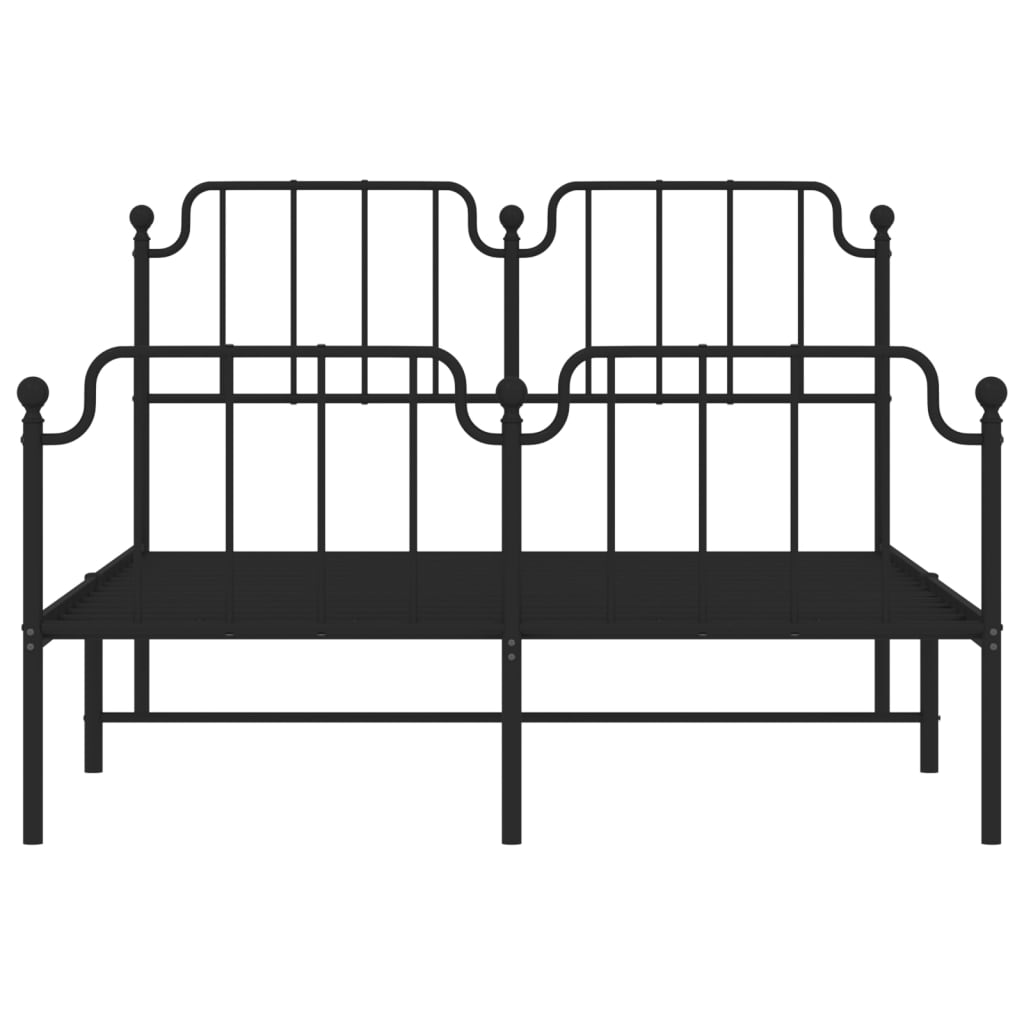 Estrutura de cama com cabeceira e pés 140x190 cm metal preto