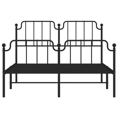 Estrutura de cama com cabeceira e pés 140x190 cm metal preto