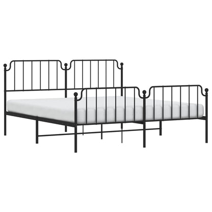 Estrutura de cama com cabeceira e pés 180x200 cm metal preto