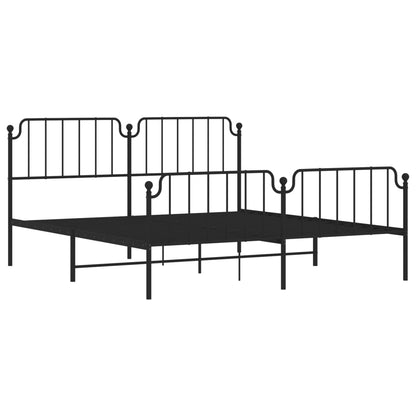 Estrutura de cama com cabeceira e pés 180x200 cm metal preto