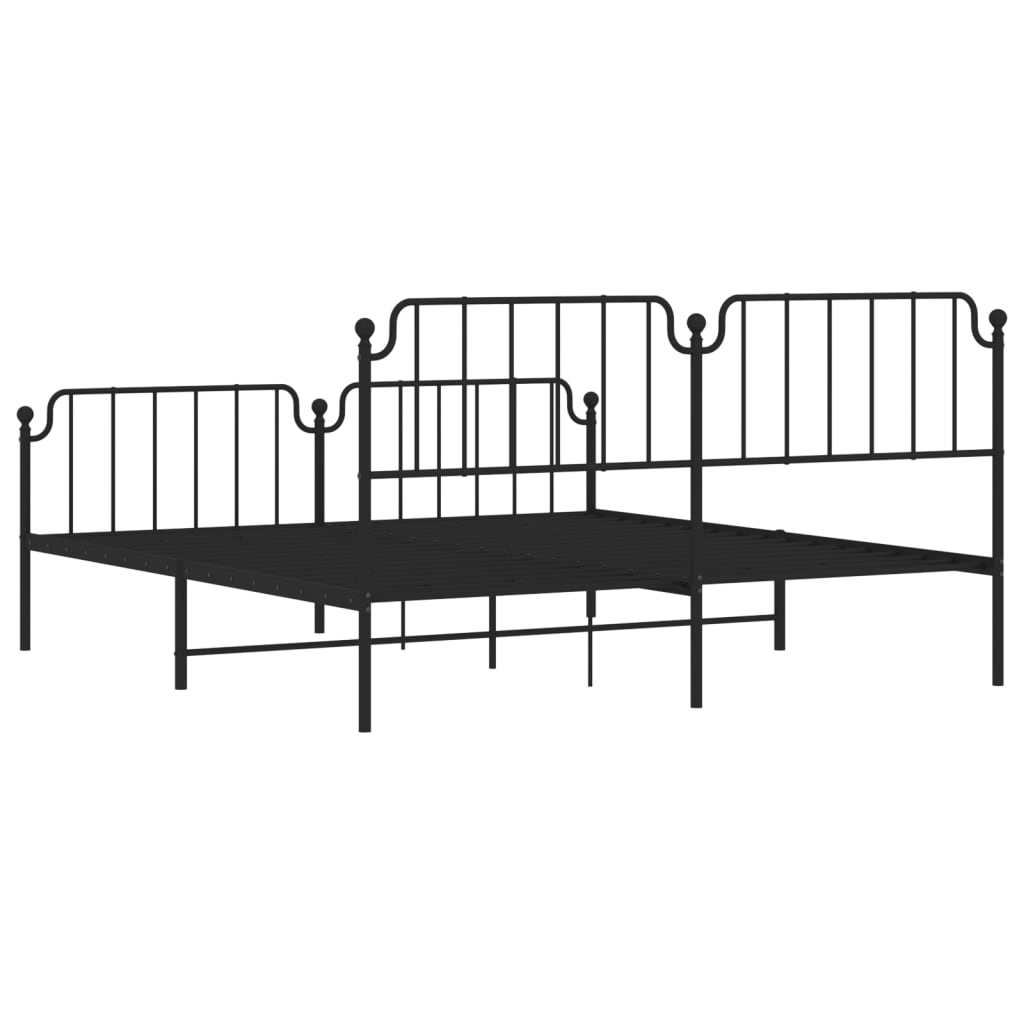 Estrutura de cama com cabeceira e pés 180x200 cm metal preto