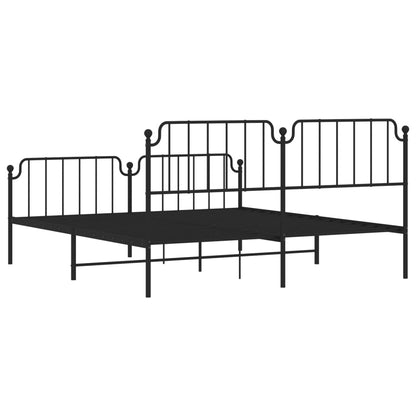 Estrutura de cama com cabeceira e pés 180x200 cm metal preto