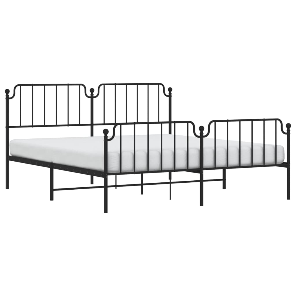 Estrutura de cama com cabeceira e pés 183x213 cm metal preto