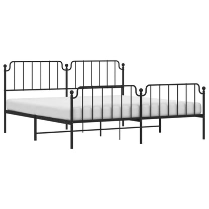 Estrutura de cama painéis cabeceira e pés 200x200cm metal preto