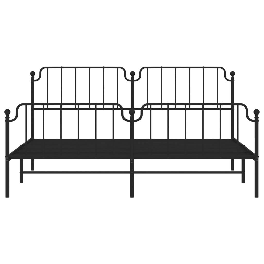 Estrutura de cama painéis cabeceira e pés 200x200cm metal preto