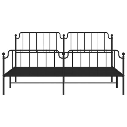 Estrutura de cama painéis cabeceira e pés 200x200cm metal preto