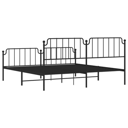 Estrutura de cama painéis cabeceira e pés 200x200cm metal preto