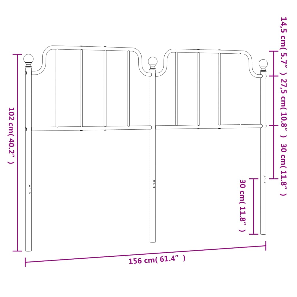 Cabeceira de cama 150 cm metal preto