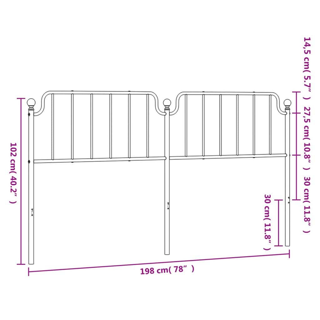 Cabeceira de cama 193 cm metal preto