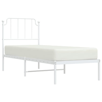 Estrutura de cama com cabeceira 75x190 cm metal branco