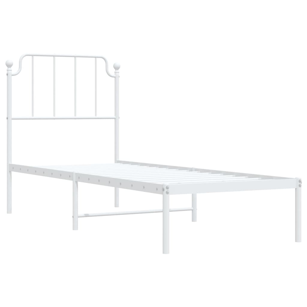 Estrutura de cama com cabeceira 75x190 cm metal branco