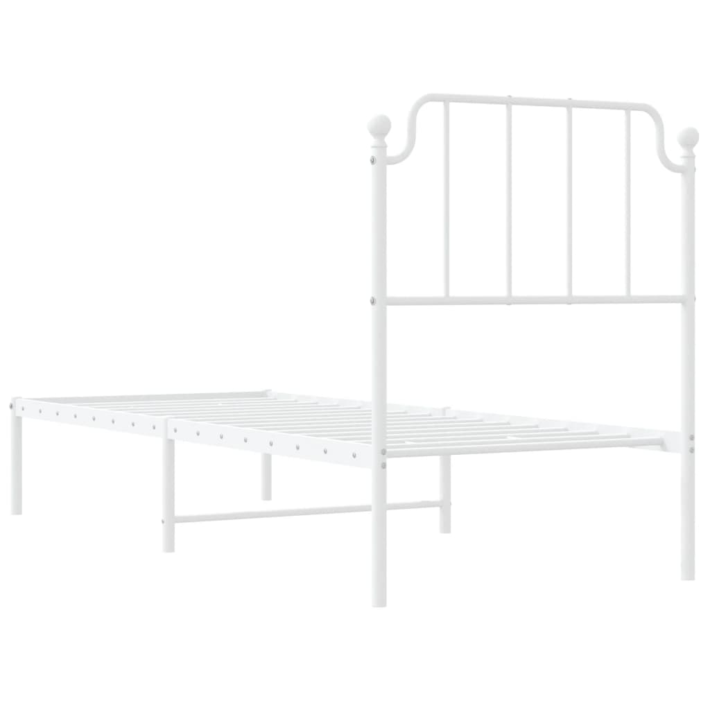 Estrutura de cama com cabeceira 75x190 cm metal branco