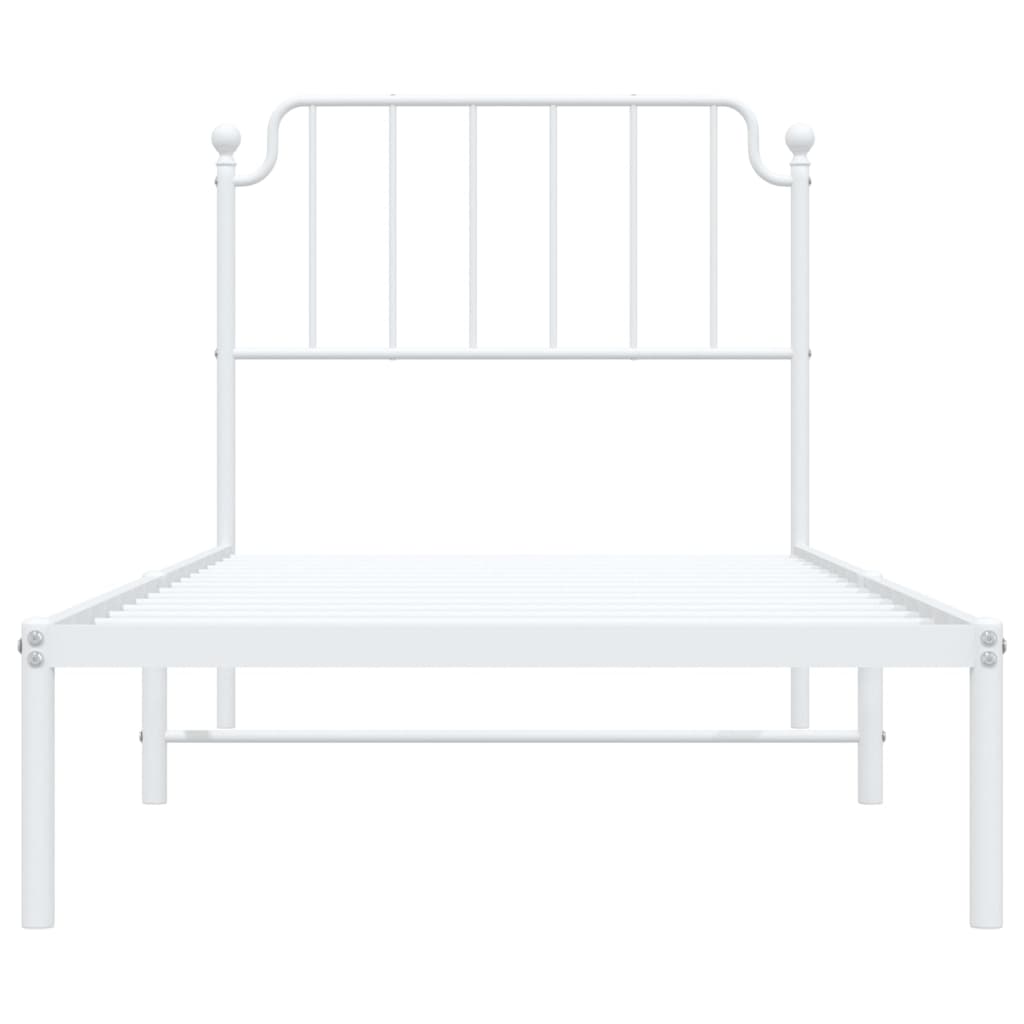 Estrutura de cama com cabeceira 90x190 cm metal branco