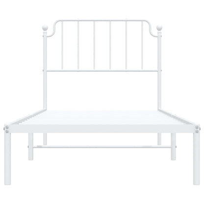 Estrutura de cama com cabeceira 90x190 cm metal branco