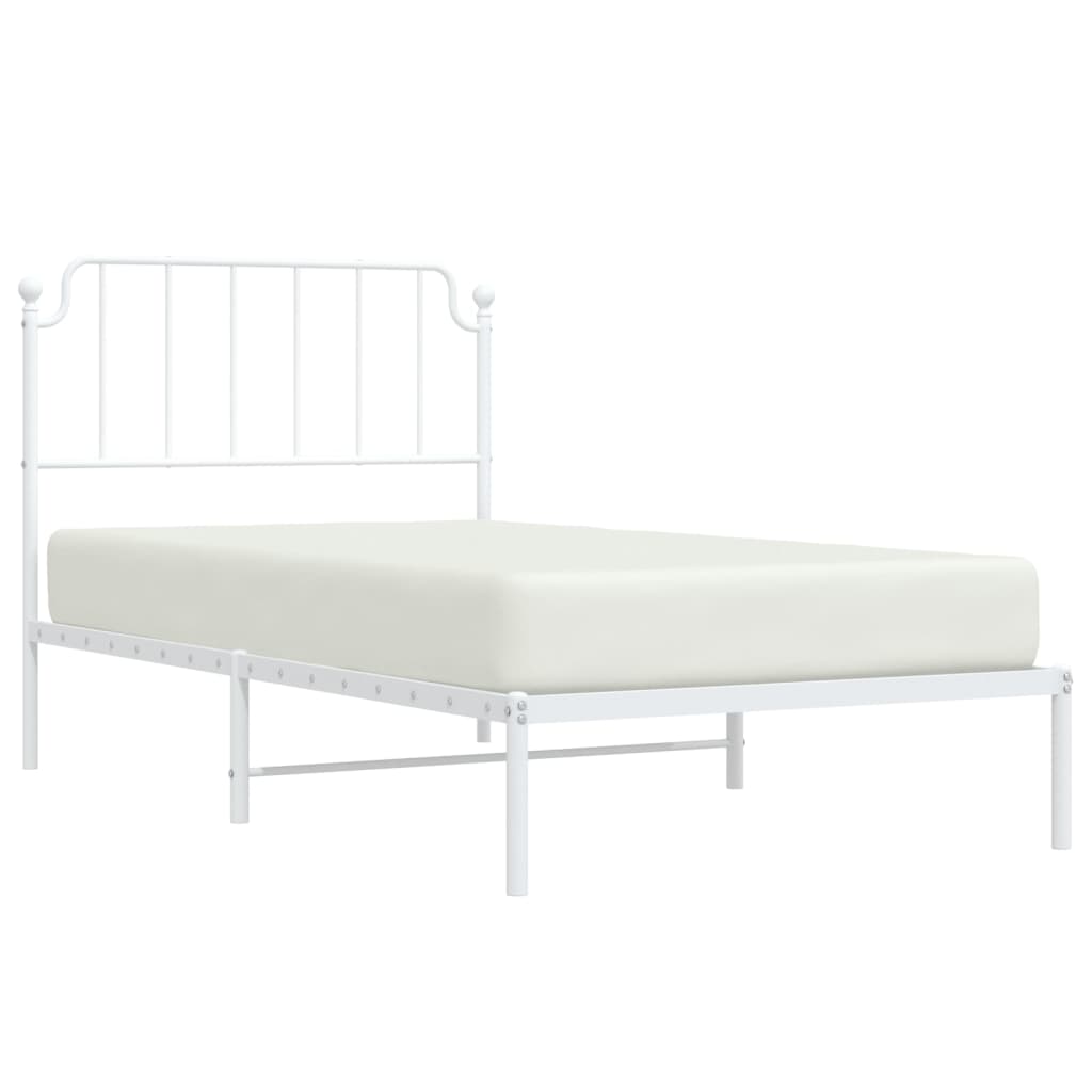 Estrutura de cama com cabeceira 100x190 cm metal branco