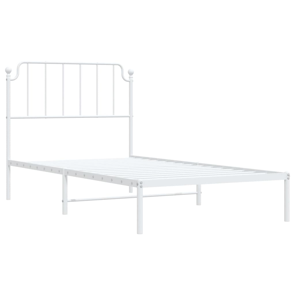 Estrutura de cama com cabeceira 100x190 cm metal branco